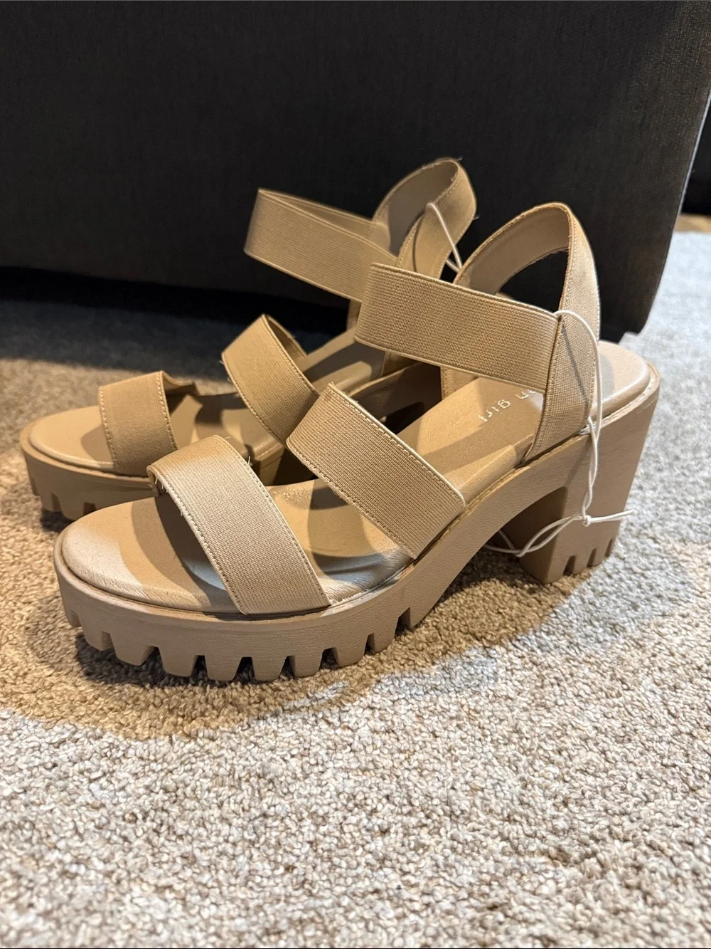 Women’s Chunky-Strap Platform Sandals in Beige